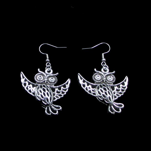 Nouvelle mode faite à la main 36 * 35mm boucles d'oreilles hibou volant en acier inoxydable crochet d'oreille rétro petit objet bijoux conception simple pour femmes fille cadeaux