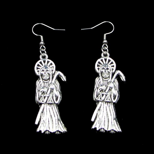 Nouveau Mode À La Main 51 * 19mm Grim Reaper Mort Boucles D'oreilles En Acier Inoxydable Crochet D'oreille Rétro Petit Objet Bijoux Conception Simple Pour Femmes Fille Cadeaux