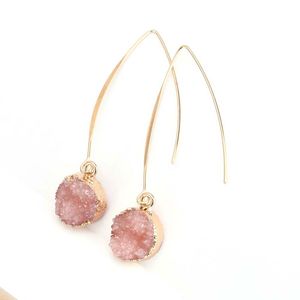 Handgemaakte Hars Druzy Stone Vergulde Rvs Dangle Oorbellen voor Dames Meisje Punk Party Sieraden