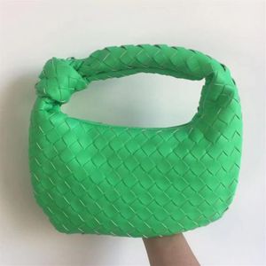 Nieuwe mode handgemaakte geweven tas groene zomerschoudertas dame crossbody hobo pu geknoopte handle casual handbag257F