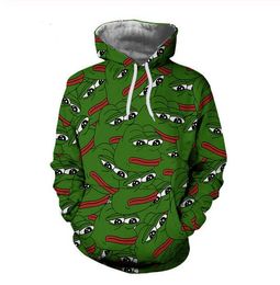 Nieuwe mode Harajuku Style 3D Printing Hoodies Pepe The Frog Men Women Dames Herfst en Winter Sweatshirt Hoodies Coats RR0263