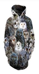 Nieuwe mode Harajuku Style Casual 3D Printing Hoodies Owl Men Women Dames Herfst en Winter Sweatshirt Hoodies Coats BW0174424396