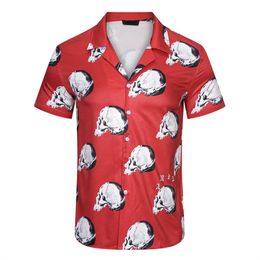 Новая мода Гавайские пляжные рубашки с цветочным принтом Мужская дизайнерская шелковая рубашка для боулинга Повседневные гавайские рубашки Мужская летняя блузка Short195n