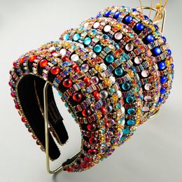 Nieuwe Mode Hoofdband Wide Side Luxe Sparkly Full Crystal Pearl Hairband Dikte Sponge Turban Princess Hoofdtooi