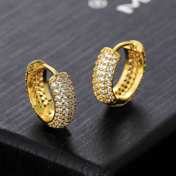 Nouvelle mode Hie boucle d'oreille hip-hop ronde boucles d'oreilles tendance marque personnalisée Micro glacé cubique Zircon hommes accessoires 3A CZ pierre oreille bijoux pour hommes femmes