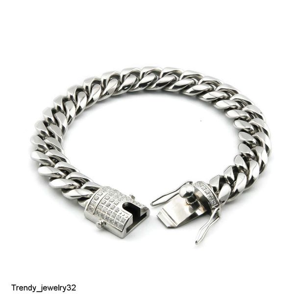 Nouvelle mode haute qualité Hip Hop Punk chaîne en acier inoxydable chaîne cubaine Bracelet rond pour hommes