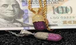 Nouvelle mode hip hop coloré glacé de forme de pilule ouverte pendentif bling cubic zircon concepteur collier pour hommes 3631968