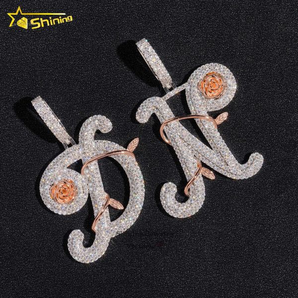 Bijoux Hip Hop à la mode, pendentif en Moissanite personnalisé avec lettre initiale de nom en diamant de laboratoire glacé de 2.5 pouces