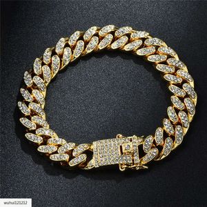 Nieuwe mode hiphop sieraden Iced Out Charm Bling Miami Cubaanse schakelketting Volledige AAA Crystal Pave herenarmband Goudkleurige armbanden Cadeaus voor mannen en vrouwen