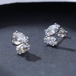 Nouvelle mode oeil de cheval 3A Zircon S925 boucles d'oreilles en argent bijoux charme femmes plaqué or 18 carats boucles d'oreilles exquises pour la fête de mariage des femmes cadeau de la Saint-Valentin SPC