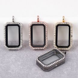 Iced Out Crystal Drijvende Medaillons Glas Living Memory Photo Hangers voor Vrouwen Mannen Ketting Legering Sieraden
