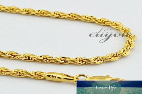 New Fashion Jewelry 4mm Mens Womens 18K Collier rempli d'or jaune corde Ed Chain Gold Jewelry DJN86 Expert en usine D6320973