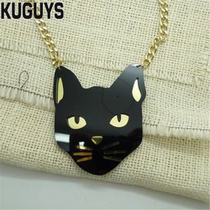 Nueva joyería de moda, collar con colgante grande con cabeza de gato negro para mujer, collar de animal de hip hop para hombre, accesorios de verano 2576