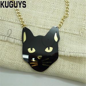 Grand collier avec pendentif tête de chat noir, bijoux à la mode pour femmes, hip hop, homme, Animal, accessoires d'été, 233S