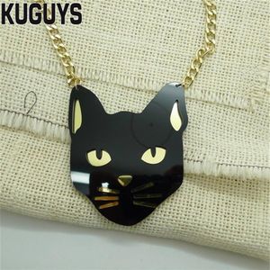 Nouveau bijoux de mode Black Cat Head grand collier pendentif pour femmes Collier d'animaux Hip Phop Man pour les accessoires d'été3081