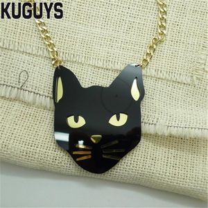 Nieuwe mode-sieraden Black Cat Head grote hanger ketting voor vrouwen hiphop man Animal ketting voor zomer accessories226u