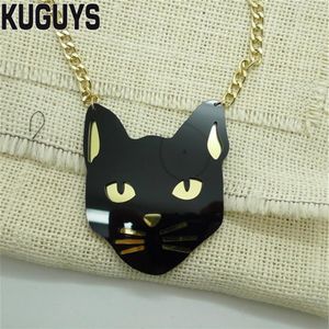 Nouveaux bijoux de mode Black Cat Head grand pendentif collier pour femmes hip phop homme Animal collier pour été accessories344d