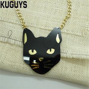 Nieuwe mode-sieraden Black Cat Head grote hanger ketting voor vrouwen hiphop man Animal ketting voor zomer accessories228E