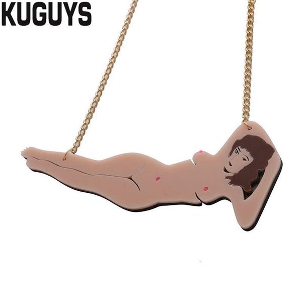 Nouveaux bijoux de mode femme nue pendentif collier pour femmes pull en acrylique Chain294Y