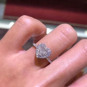 Nouvelle mode bijoux anneaux créatifs en forme de coeur plein diamant anneaux mode dames bijoux anneaux Supply297Q