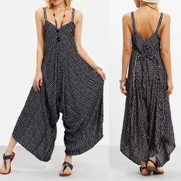 Nieuwe Mode Jumpsuit Strappy V-hals Bandage Losse Playsuit Party Feitong Summer Dames YL-Nieuwe T200704