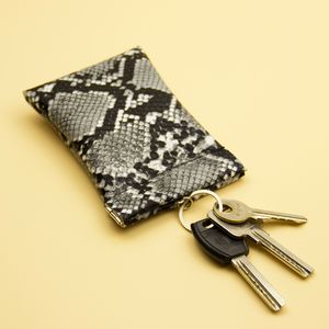 Nouveau mode porte-clés motif peau de serpent en cuir longue poche porte-clés porte-clés porte-monnaie femmes hommes petit argent changement sac porte-carte