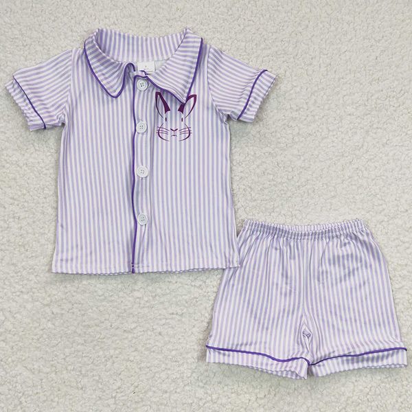 Nouvelle mode enfants vêtements de créateurs filles pyjamas ensemble lapin imprimé pâques bébé fille vêtements à manches courtes Shorts tenues vêtements de nuit