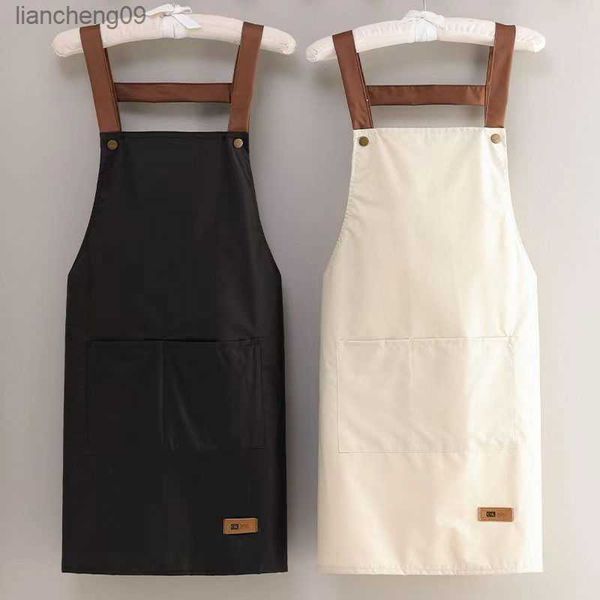 Nouvelle mode tablier de cuisine femmes travail tablier mâle chef restaurant bar barbecue boutique café beauté ongles studio uniforme cuisine L230620