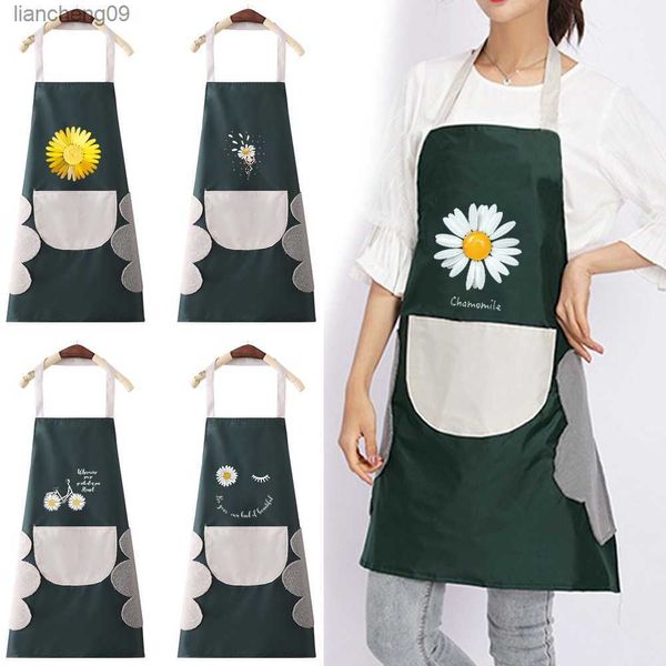 Nouveaux tabliers de cuisine de mode pour femme Tablier résistant à l'huile pour hommes Travail Restaurant Daisy Motif Cafés Beauté Ongles Studios Uniforme L230620