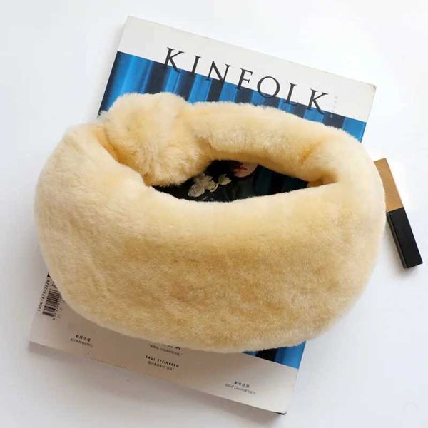 Nueva moda bolso de nudo piel de oveja mano dama real cordero anudado invierno bolso de hadas lana 220923
