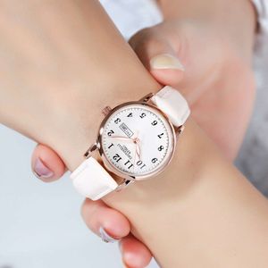 Nuevo Reloj minimalista de edición coreana para mujer, correa impermeable con brillo nocturno, calendario