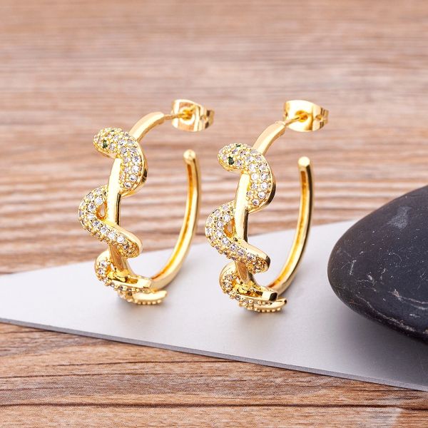 Boucles d'oreilles géométriques coréennes en grand cercle, en or jaune 14 carats, serpent délicat torsadé, rondes, bijoux de mariage pour femmes, nouvelle mode coréenne