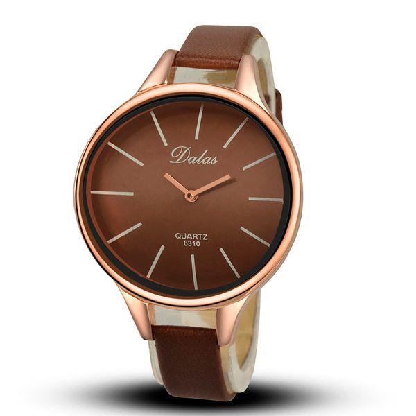 Nuevos relojes de cuarzo informales para mujer, diseño de lujo, reloj de vestir para mujer, correas de cuero delgadas sexis, esfera grande, reloj Popular para mujer