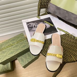 Nieuwe mode dames slippers ontwerper platte sandalen leer casual strand flip-flops doos 35-41