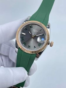 Nieuwe mode dameshorloges Dameshorloge 36 mm Automatisch mechanisch uurwerk Groene rubberen band Roestvrij staal Verjaardagscadeaus voor vrouwen Designer polshorloge