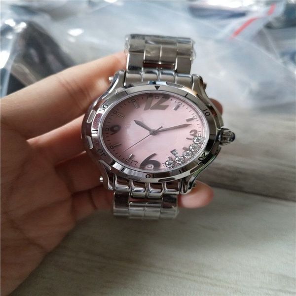 New Fashion Lady Watch Quartz Movement Dress Watches Fomen Women Innewless Steel Band Pink Face Wristwatch CP01300T