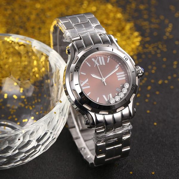 Nouvelle mode dame montre quartz mouvement robe montres pour femmes en acier inoxydable bande rose visage montre-bracelet cp01285e
