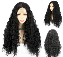 Nieuwe mode Lang Afrika Black Cury Wavy Small Lace Dames Cosplay Hair Wig