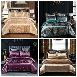 Nieuwe Mode Luxe 2/3 Stks Beddengoed Set Satijn Jacquard Dekbedovertrek Sets VS / EU Size Single Twin Double Full Queen King 210316