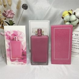 NUEVA MODA Diseño de lujo perfume de mujer Botella esmerilada de rosa FLEUR MUSC PARA ELLA 100 ml spray de larga duración