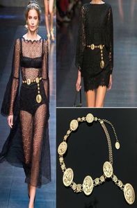 Nieuwe mode luxe designer merkketengordel voor vrouwen gouden munt dolfijnen portret metaal taille riemen kleding accessoires2370151