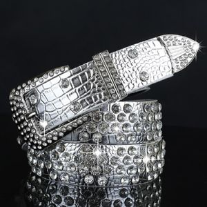 Nieuwe mode luxe ontwerper Diamond zirkoon zilveren lederen riem voor vrouwelijke vrouwen meisjes 110 cm 3 6 ft pin buckle 2467