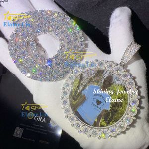 Nieuwe mode luxe Iced Out Sterling zilveren hiphop sieraden aangepaste Vvs Moissanite foto foto hanger