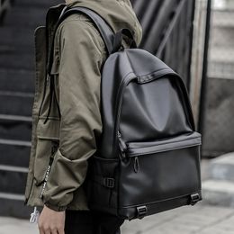 Nueva mochila de cuero para hombre a la moda, mochilas escolares negras para adolescentes, mochilas para ordenador portátil, alta calidad