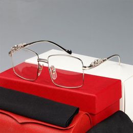 Nouvelle mode hommes lunettes de cadre optique sans monture en métal doré corne de buffle lunettes lentilles claires lunettes de soleil de créateur cadres occhiali len212m
