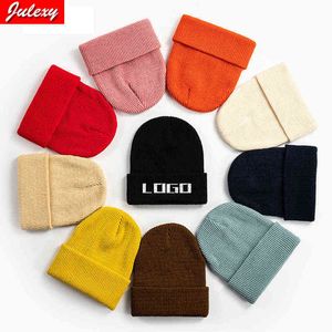 Nueva moda para hombre Beanie Winter Knit Hat Boy Skullcap Sailor Cap Puños Retro Navy Sombrero corto Color sólido Unisex Otoño Warm Cap Y21111