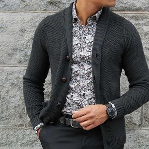 Nieuwe Mode Heren Casual Cardigan Effen Kleur Slim Fit Sweater Knited Effen Sociale Mannelijke Warme Herfst Knitwear Button Kleding Y0907