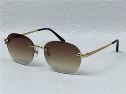 Nouvelles lunettes de soleil Lunettes de soleil Round Retro Cadre 0028 Metal Animal Lunes sans bord