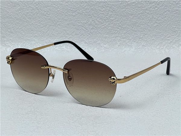 Nuevas gafas de sol de moda para hombre, montura retro redonda 0028, gafas sin montura de animales de metal, gafas modernas de diseño popular vintage de alta calidad