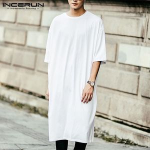 Nueva moda hombres camiseta de manga corta hip-hop sólido camiseta larga tops streetwear coreano casual palangre hombres camiseta 5xl Y19060601 004